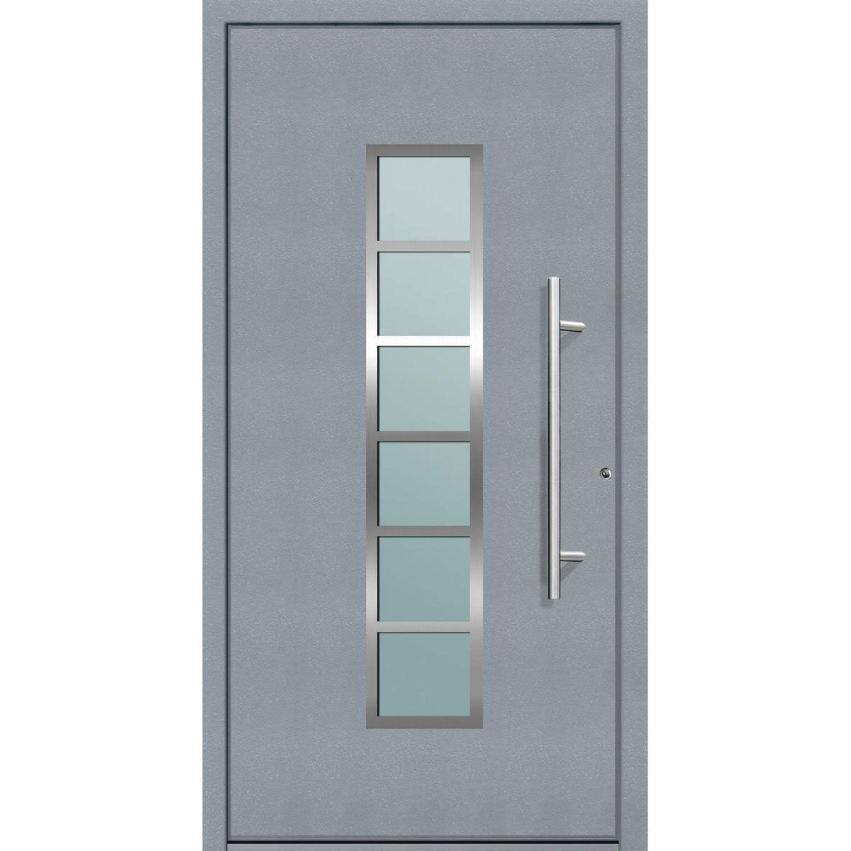 Aluminium Sicherheits-Haustür Trient Superior 60 mm grau 110 x 210 cm Anschlag rechts inkl Griffset