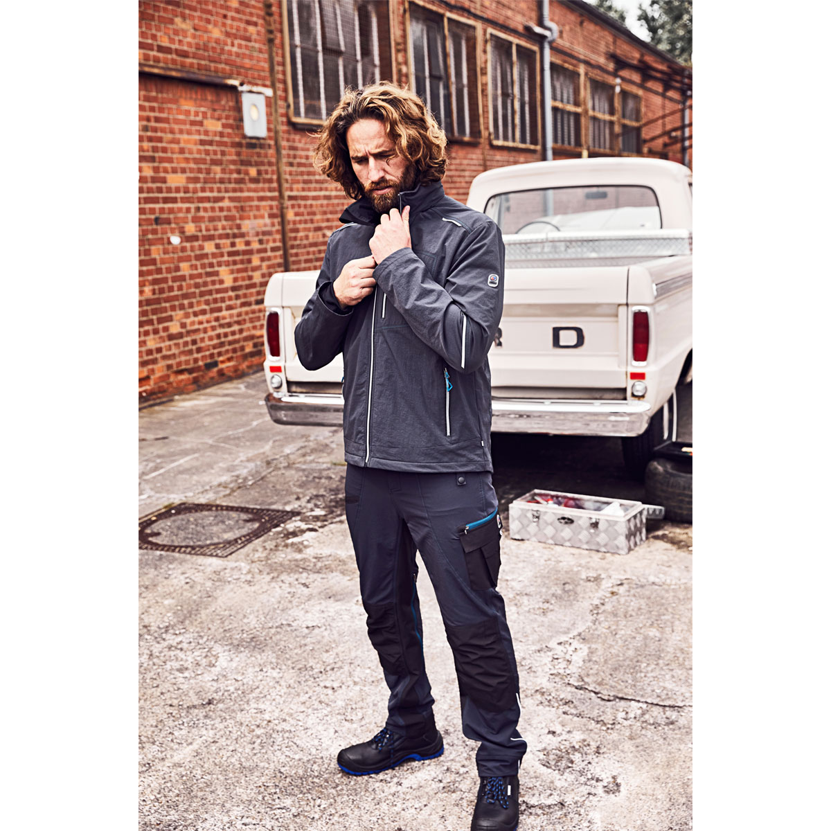 Terrax Workwear Arbeitsjacke anthrazit/ petrol Größe L Bild 2