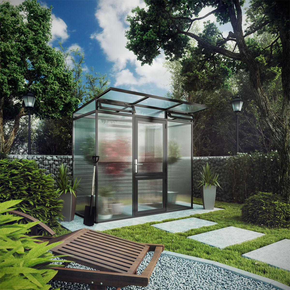 KGT Gewächshaus Linea I 2,5m² schwarz Bild 1