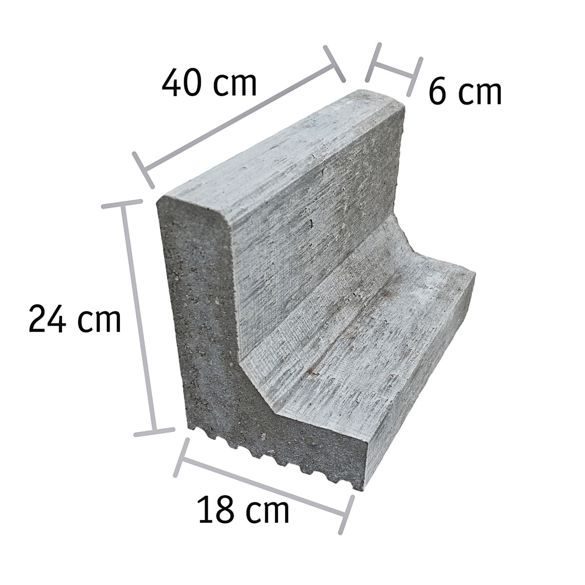 L-Bordstein grau 24 x 40 x 18 x 6 cm Bild 1
