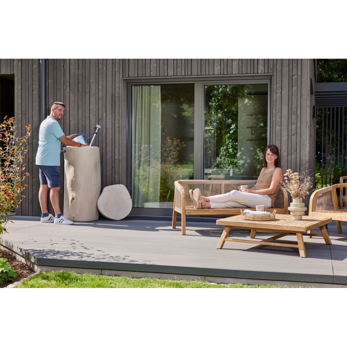 Garantia Regentonne Woodstock Baumstamm 250 L dunkelbraun Bild 8