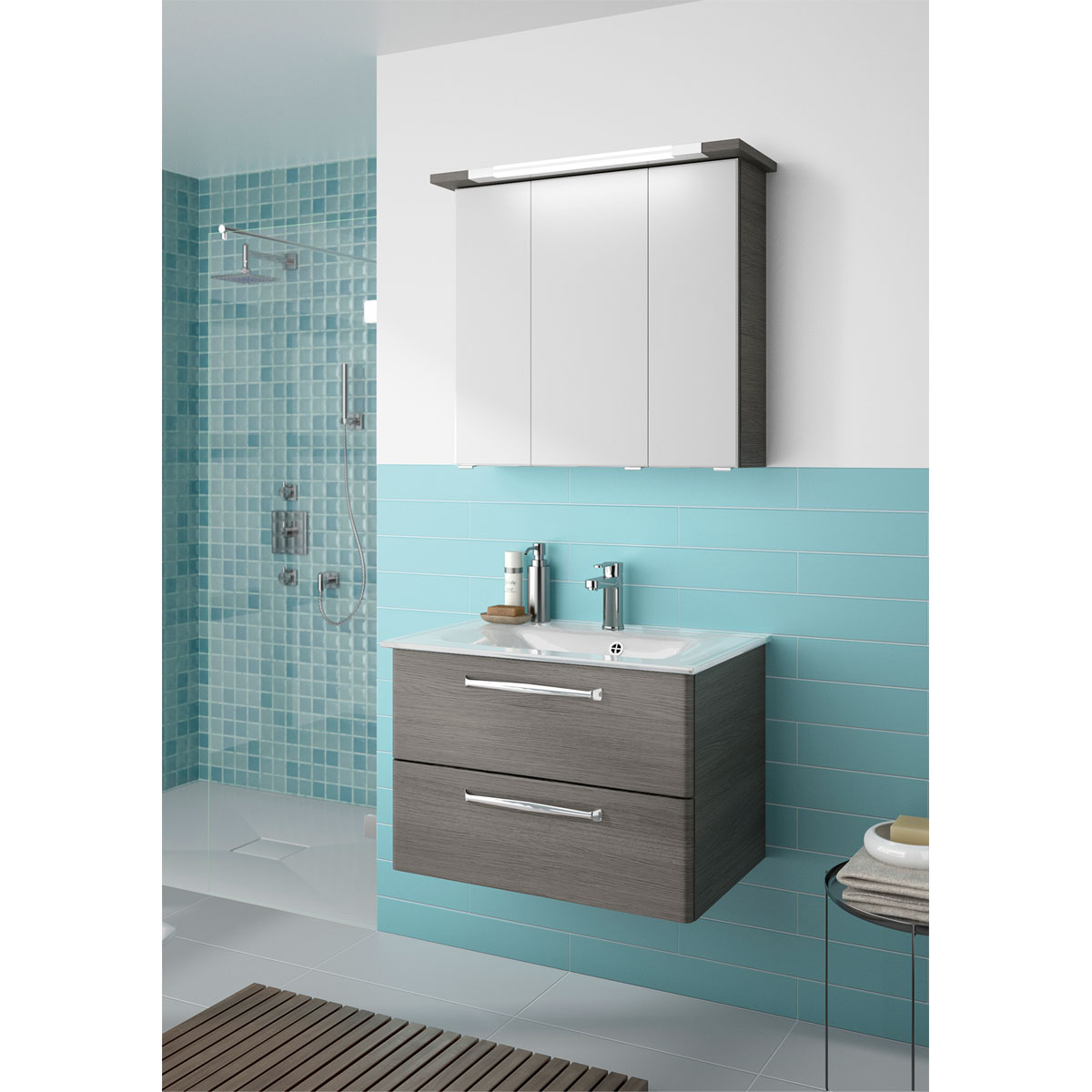 Pelipal Spiegelschrank Trentino grau inkl Leuchtmittel Bild 2