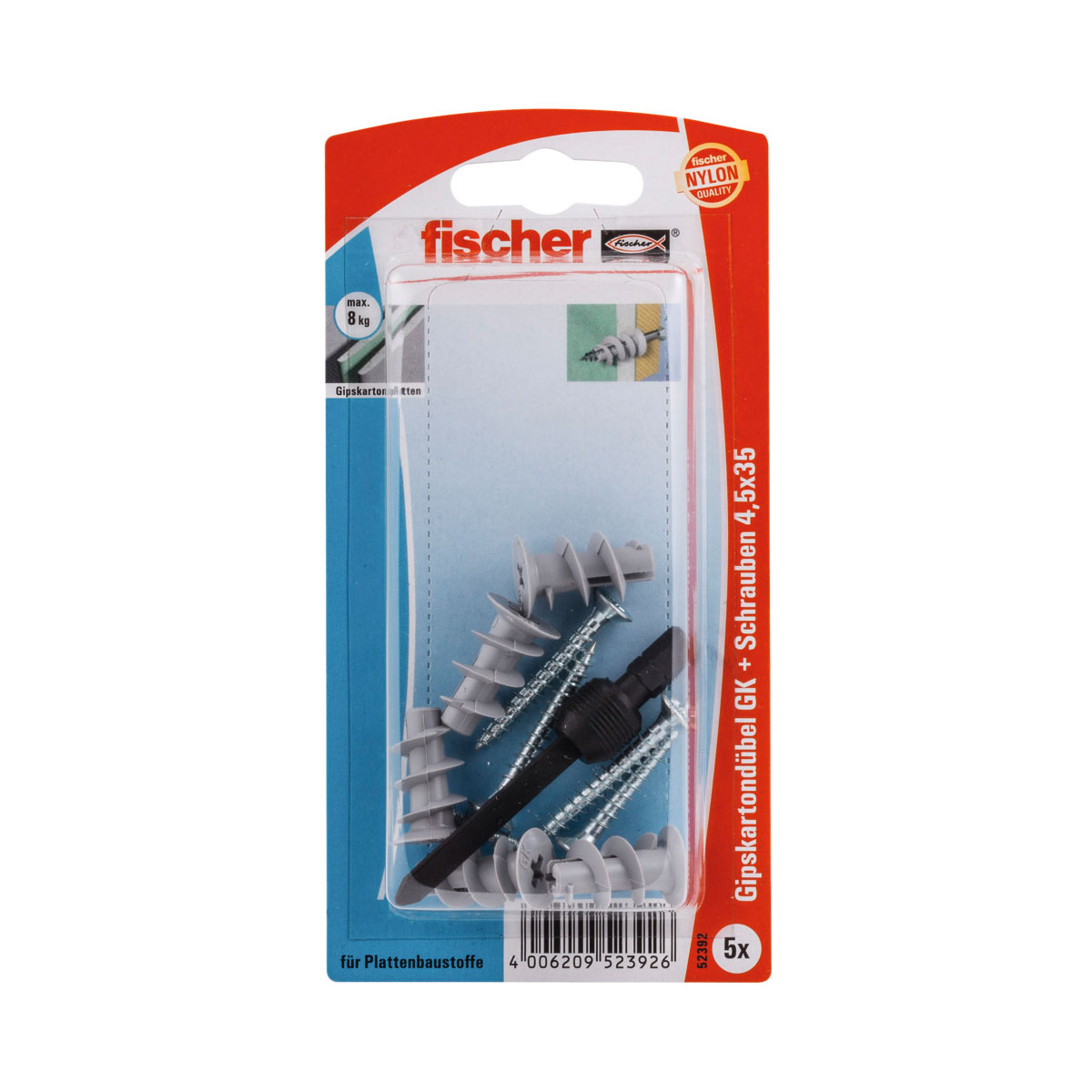 Fischer  Gipskartondübel GK mit Schraube 5 Stück