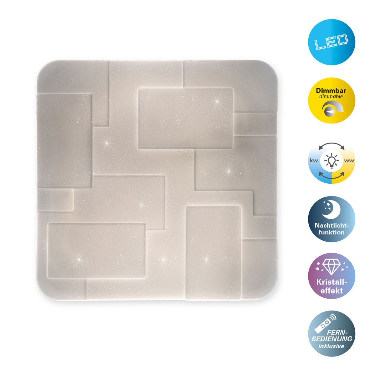 Naeve LED DL Luxor Metall/KS weissLxBxH: 54x54x6,5cm dimmbar Bild 2