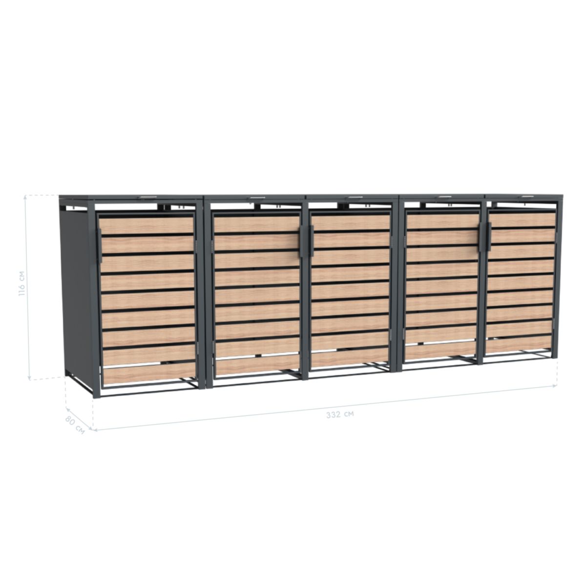 Westmann Mülltonnenbox Lacina 5x 240 L 80x332x116 cm