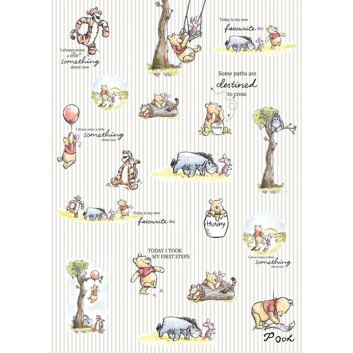 Komar  Vlies Fototapete Winnie the Pooh Stripes 200x280 cm Bild 2