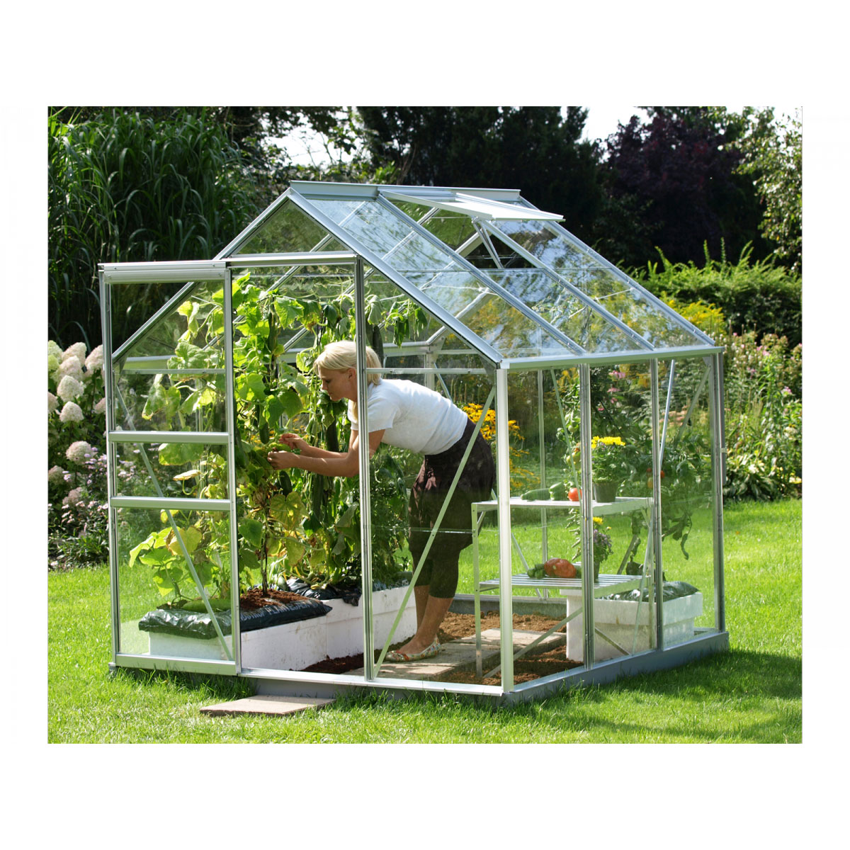 Vitavia Gewächshaus Venus 3800 ESG 3,8m² 3 mm Einscheibensicherheitsglas silber