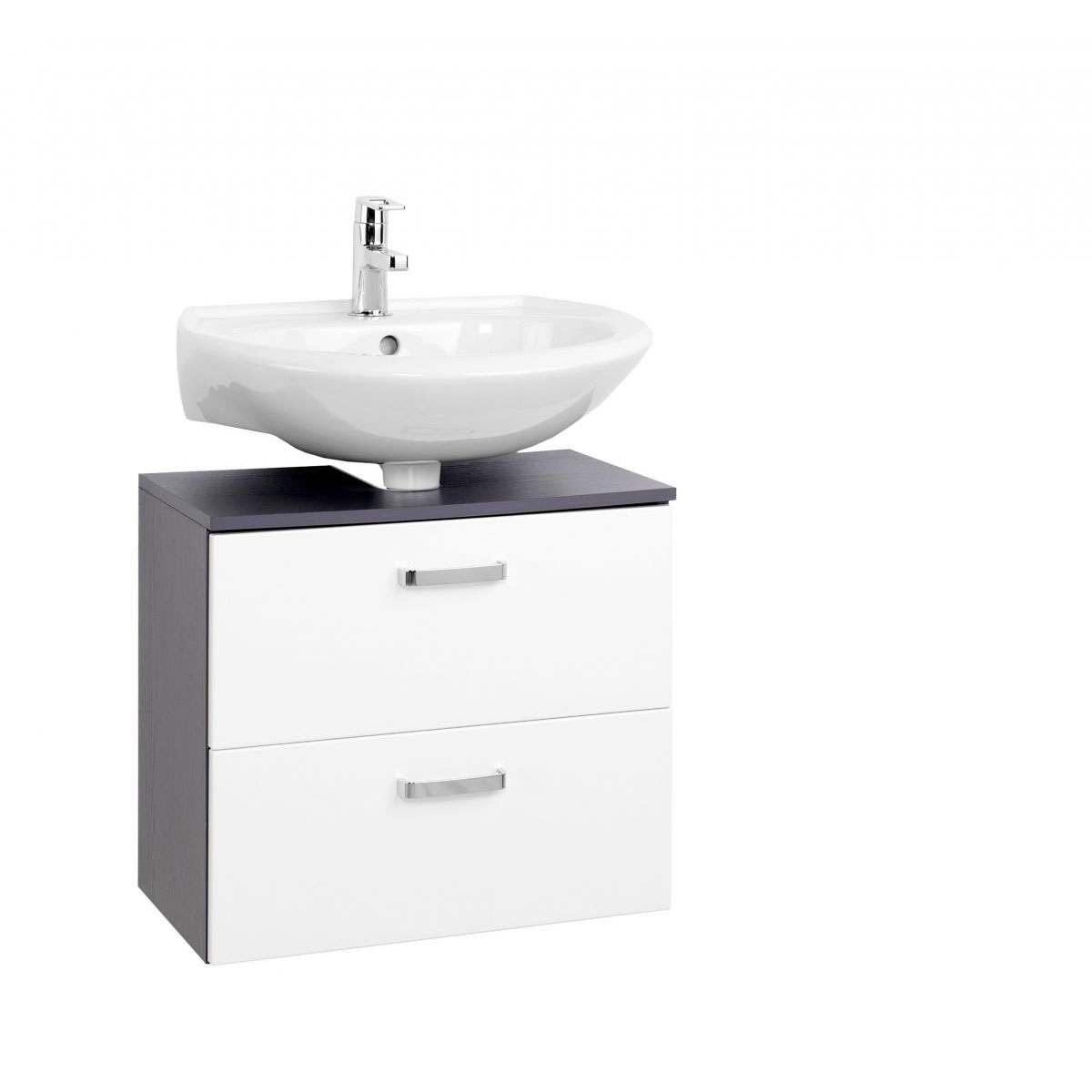 HELD Unterbeckenschrank 60 graphitgrau-weiß Hochglanz