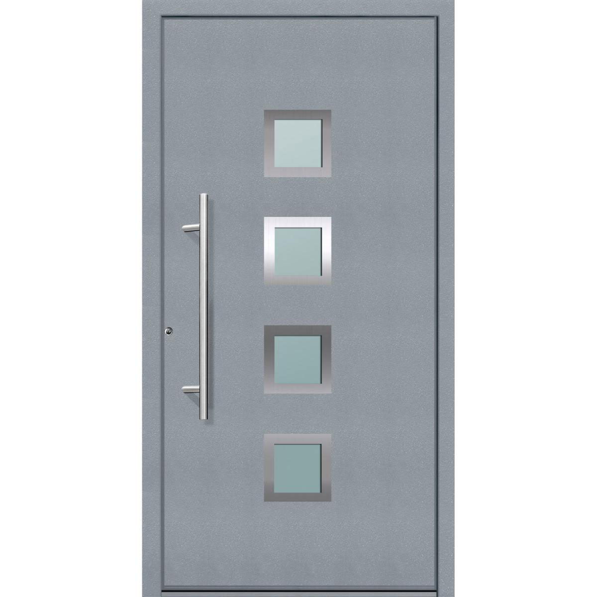 Aluminium Sicherheits-Haustür Mailand Superior 60 mm grau 100 x 210 cm Anschlag links inkl Griffset