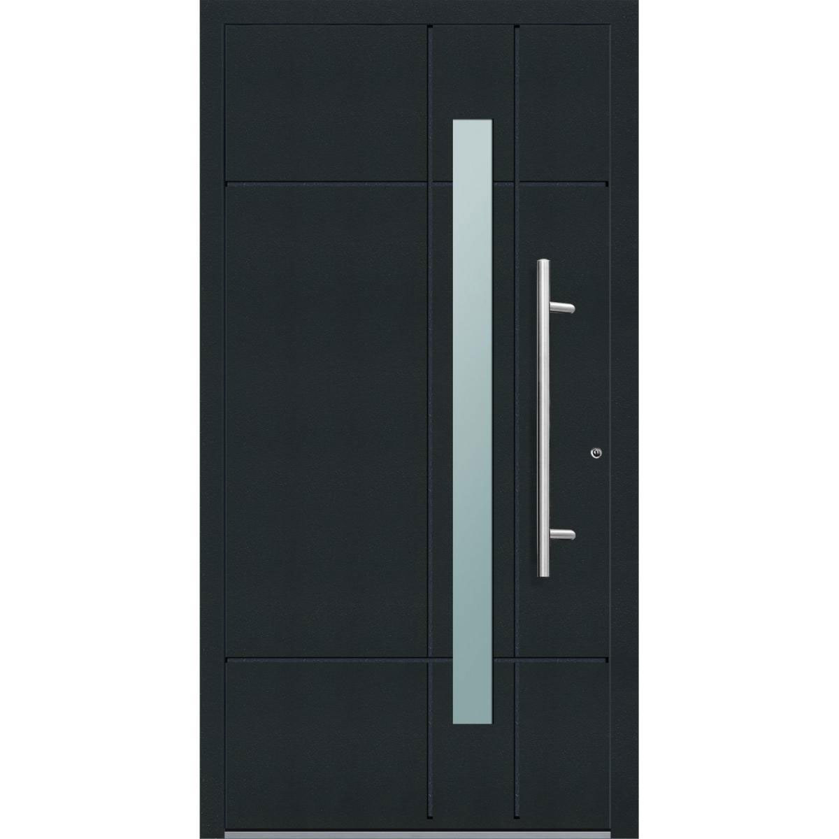 Aluminium Sicherheits-Haustür Palermo Exklusiv 75 mm anthrazit 100 x 210 cm Anschlag rechts inkl Griffset