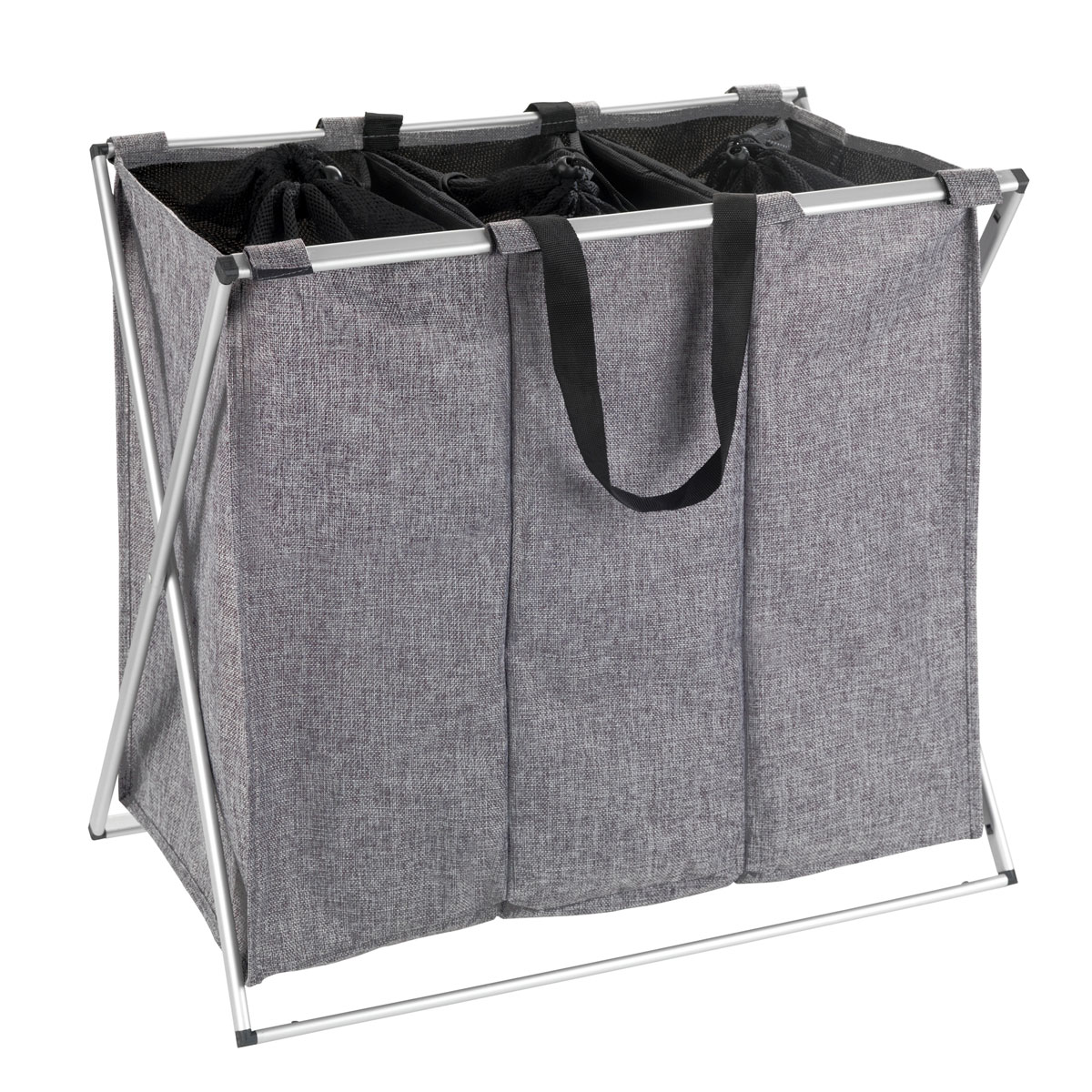 Wenko Wäschesammler Trio grau meliert 130 l