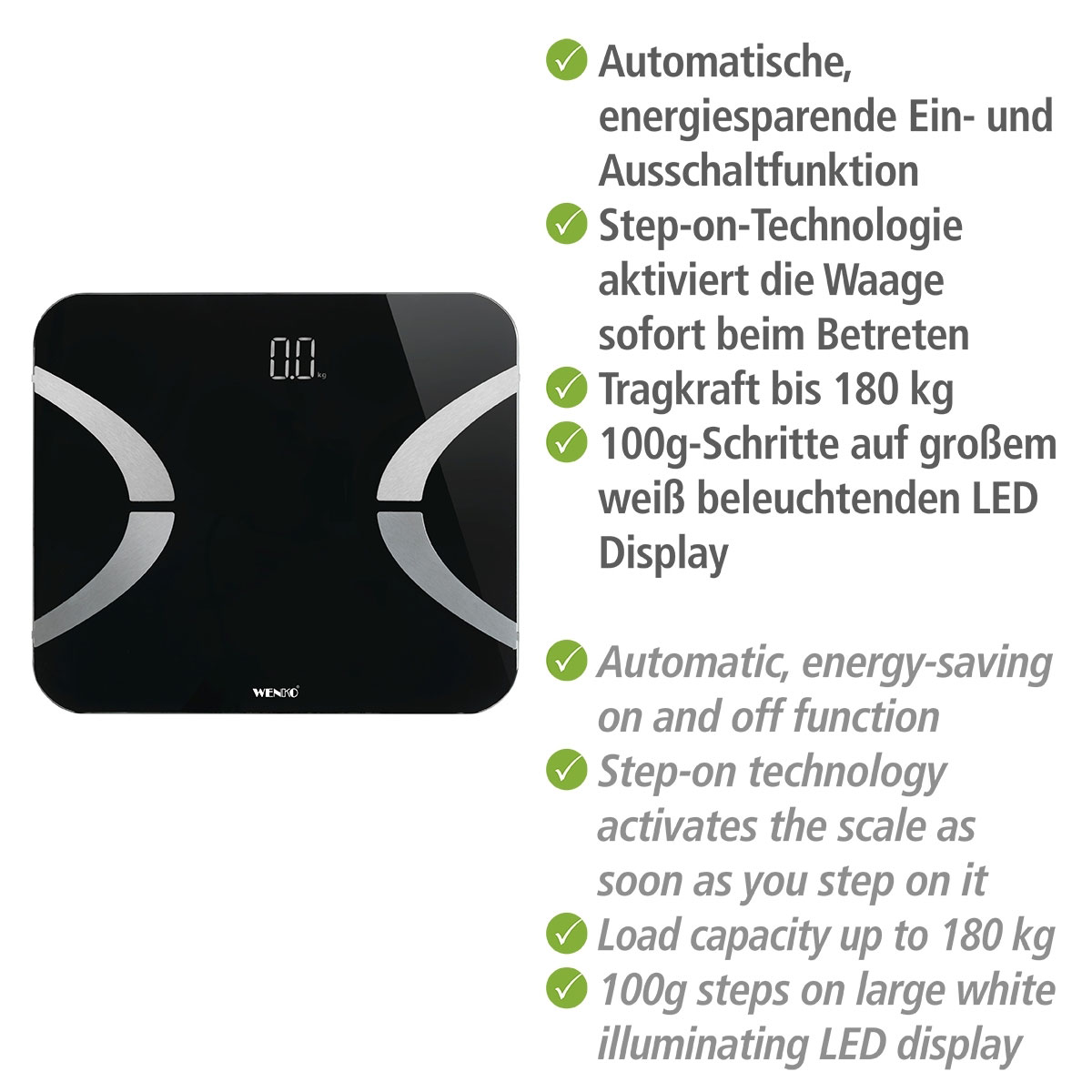 Wenko  Analysewaage LED mit Bluetooth Schwarz Körperfettwaage Bild 4