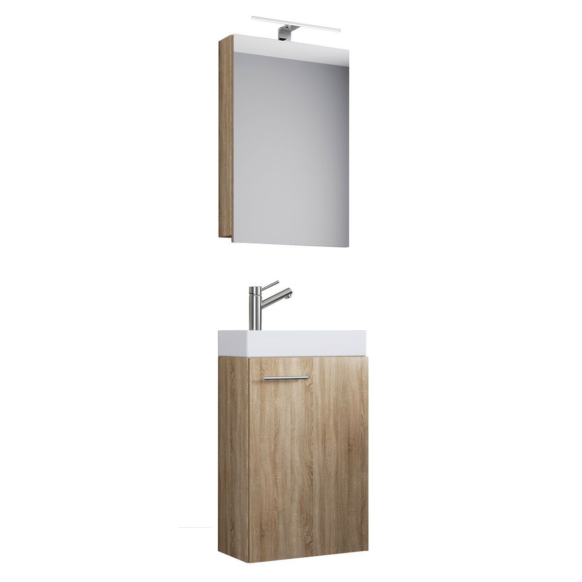 Gäste-Waschplatz Slito mit Spiegelschrank inkl Beleuchtung Sonoma-Eiche Bild 1