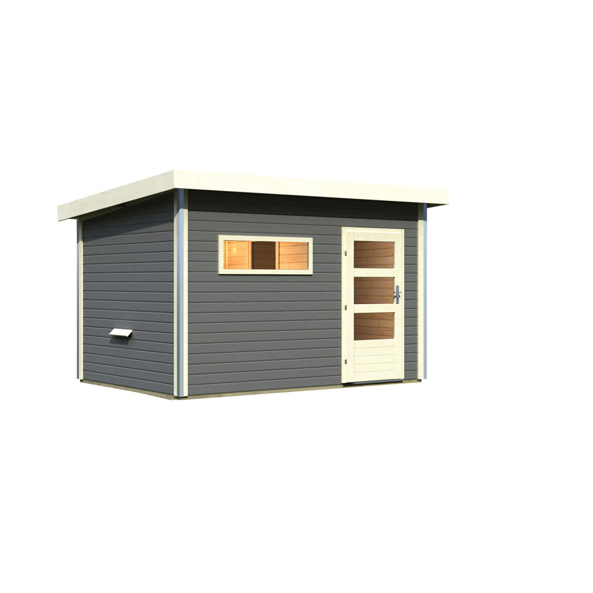 Karibu Saunahaus Skrollan 3 terragrau ohne Ofen Bild 3