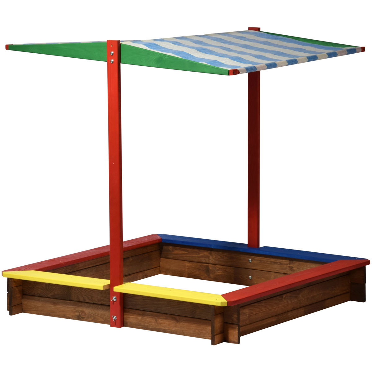 dobar XL-Sandkasten mit Dach 120 x 120 x 125 cm mehrfarbig