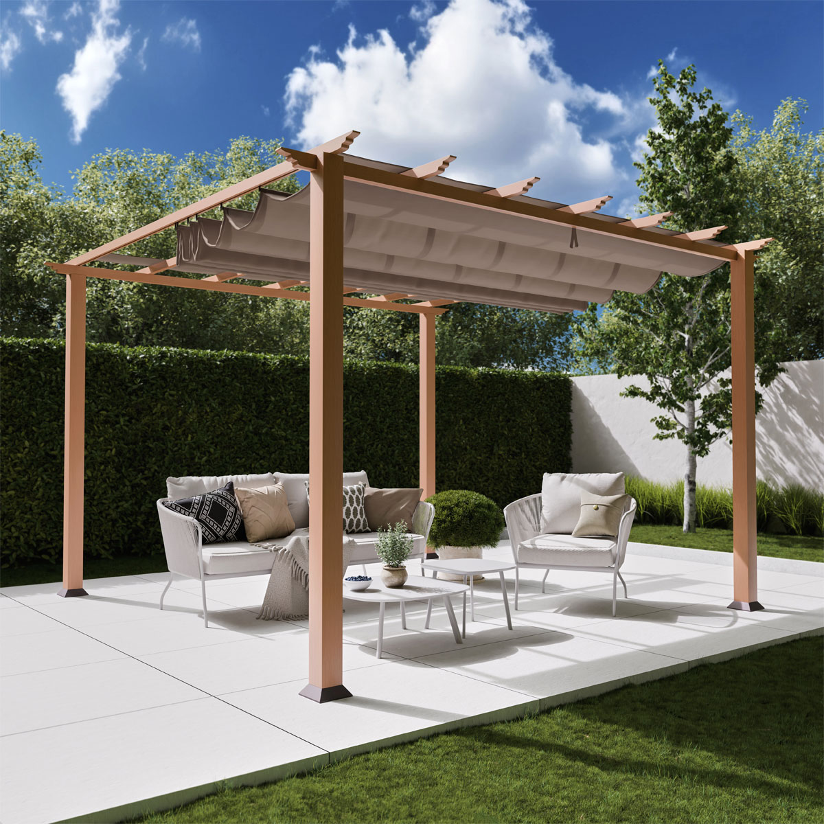 Paragon Outdoor Outdoor Pergola Florida 1111 350x350x235cm Holzoptik Bild 4