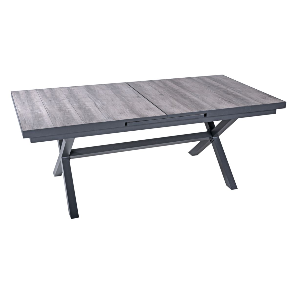 Garden Pleasure Ausziehtisch RANA Alu, dunkelgrau / Keramik, Eiche-Optik