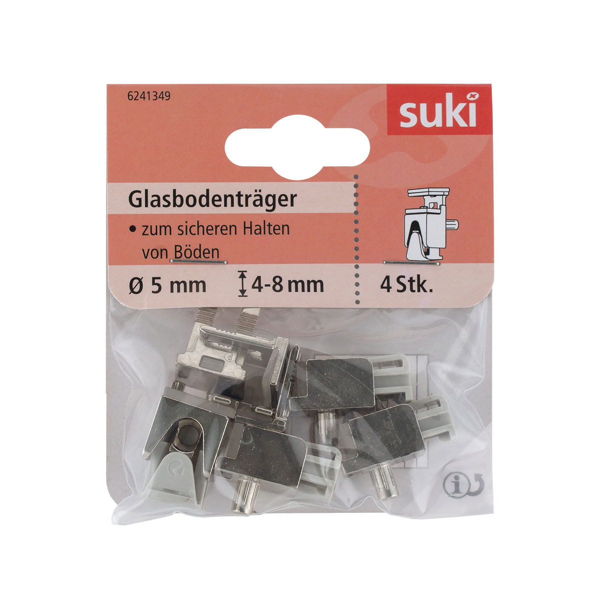 Suki Bodenträger Stahl/Kunststoff Durchmesser 0,5 x 0,8 cm vernickelt 4 Stück