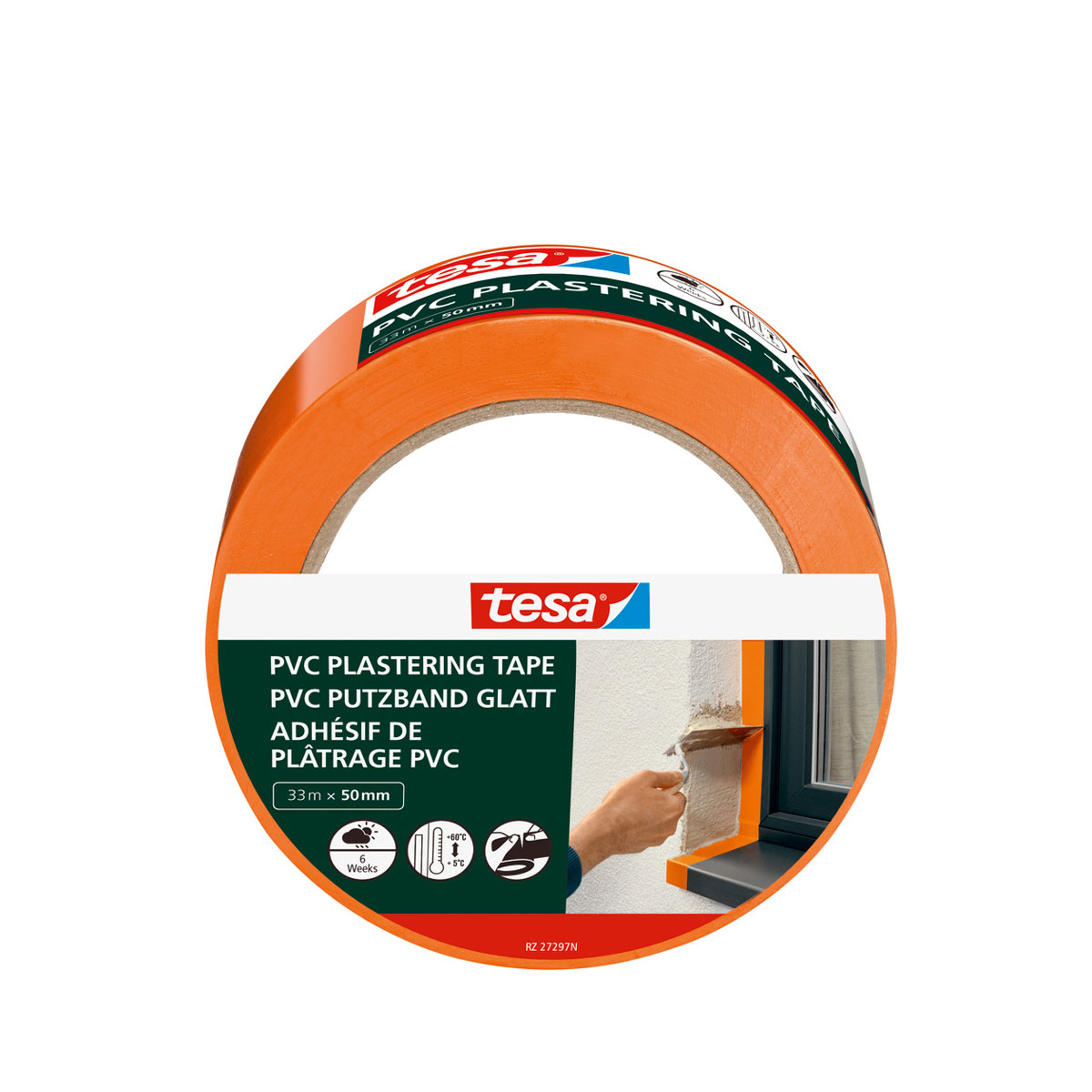Tesa  Putzband PVC orange 33m x 50mm Bild 1