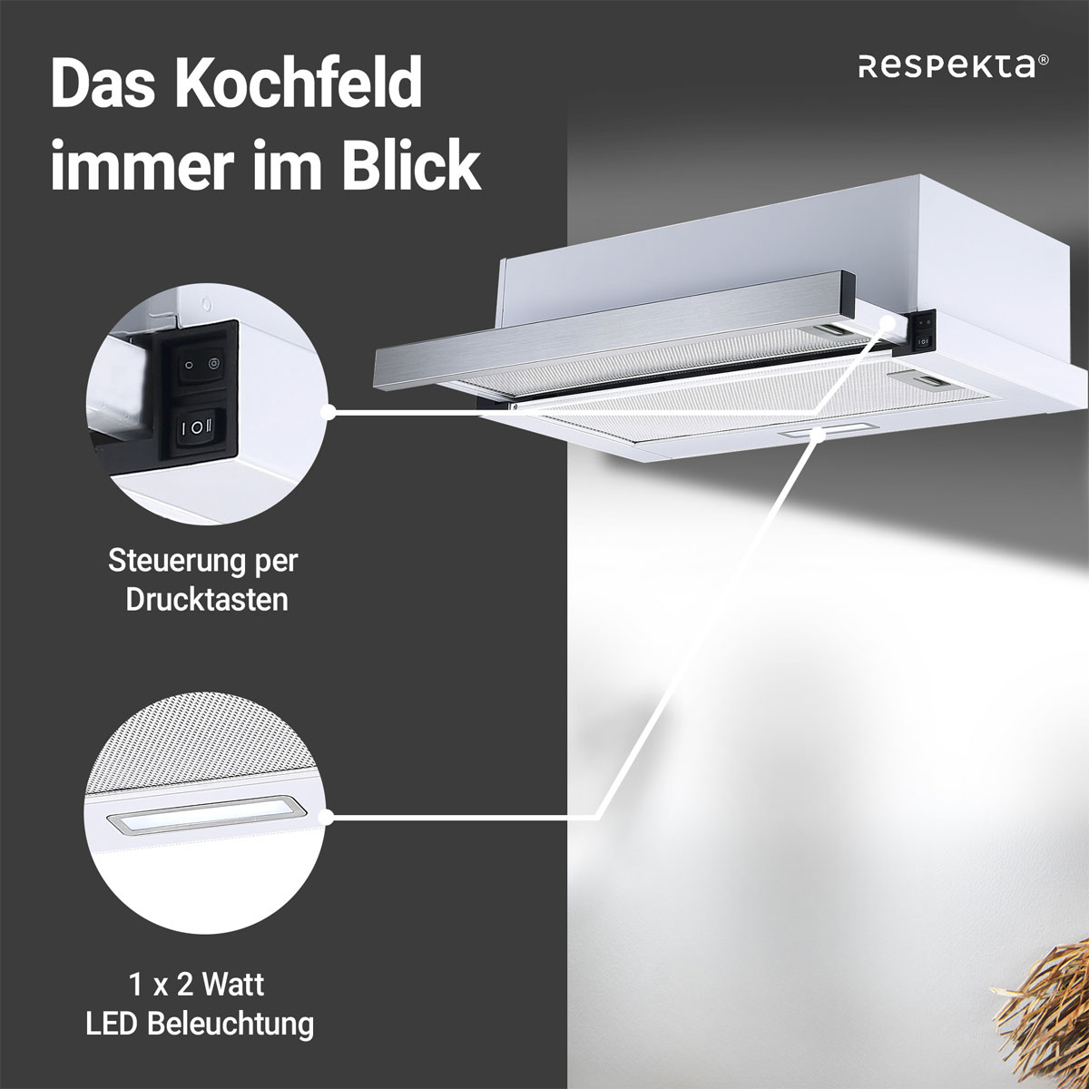 Respekta Flachschirmhaube Tessa CH4138IXC 60 cm Bild 3