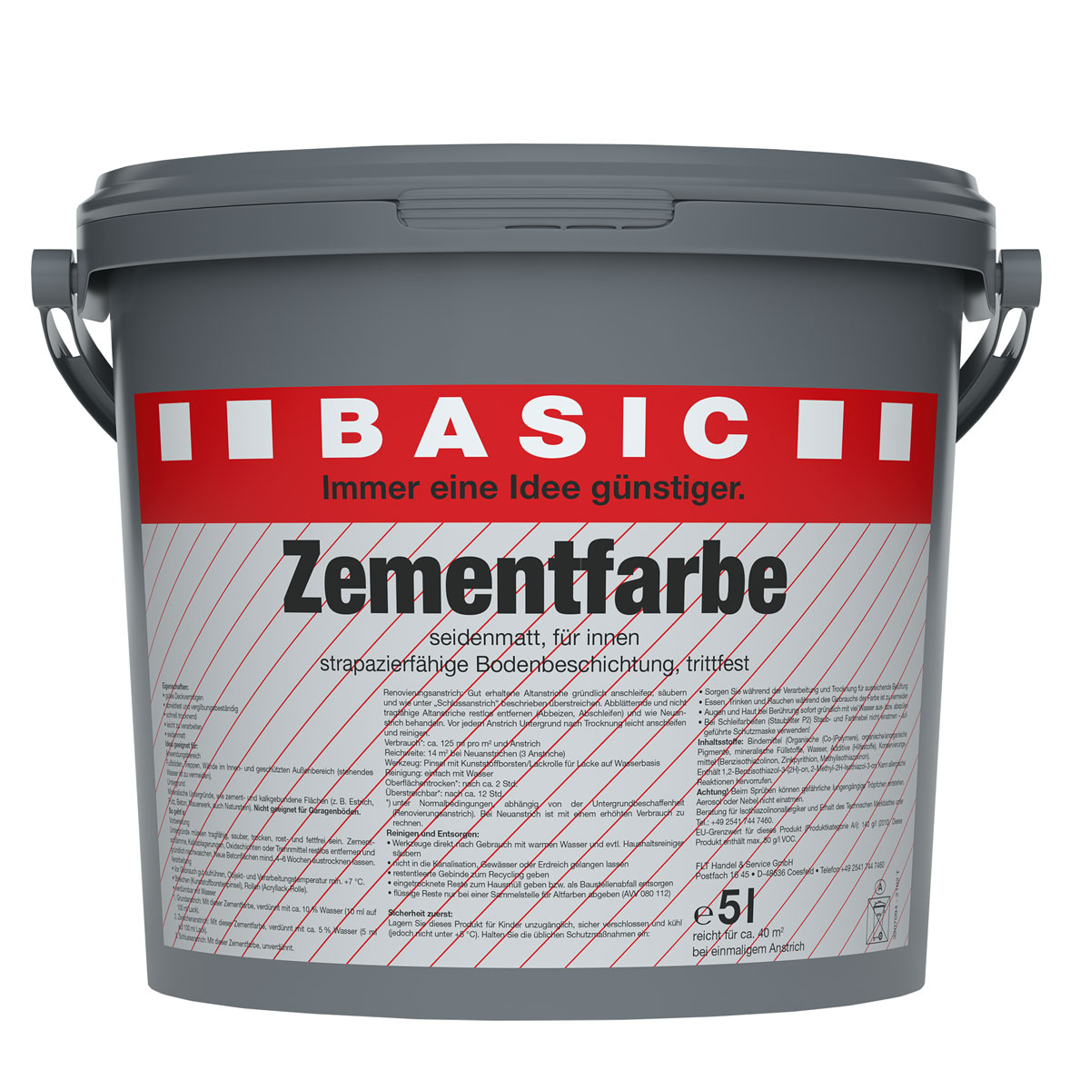Basic Zementfarbe grau 5 L