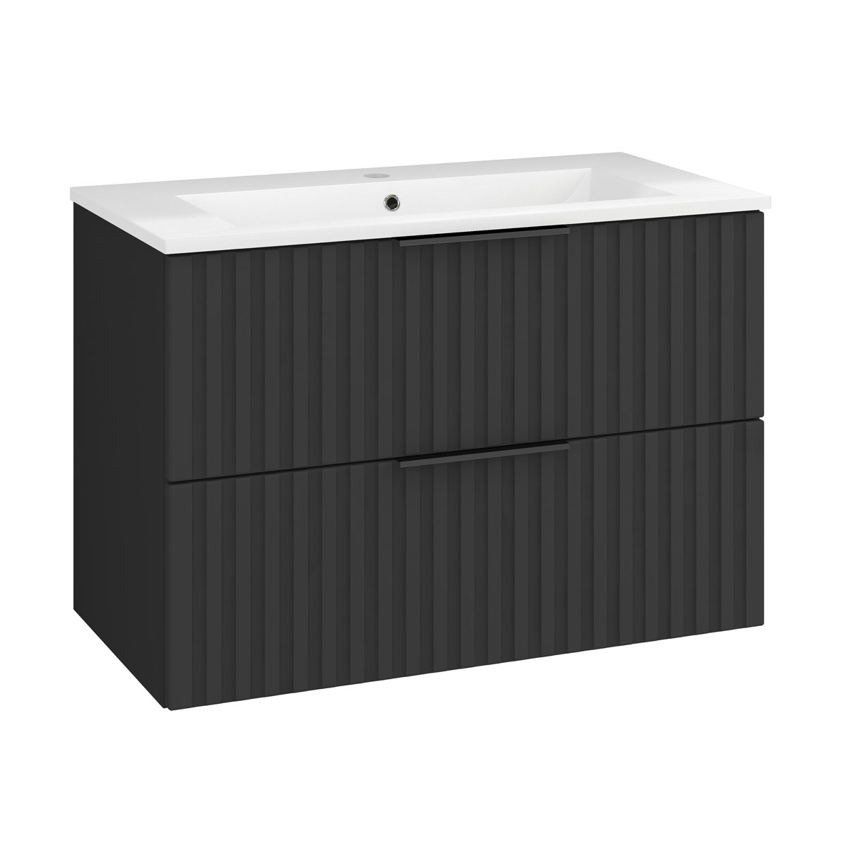 Badmöbel-Set „Amy 80“, 80cm, schwarz, Soft-Close, LED-Beleuchtung, ohne Hochschrank Bild 3