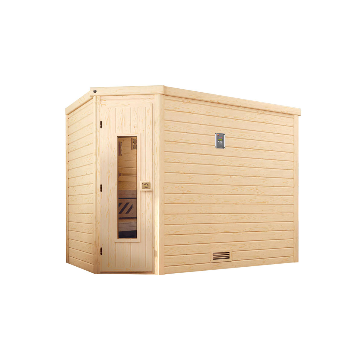 Weka  Design-Sauna Cubilis Größe 2 Sparset 7,5kW Bio S Glastuer und Fenster