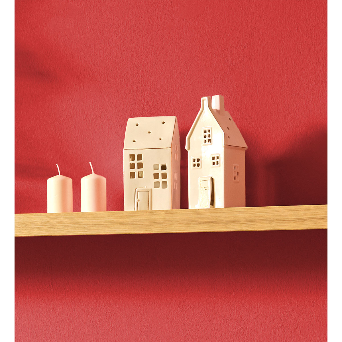 LED-Haus Porzellan weiß-gold