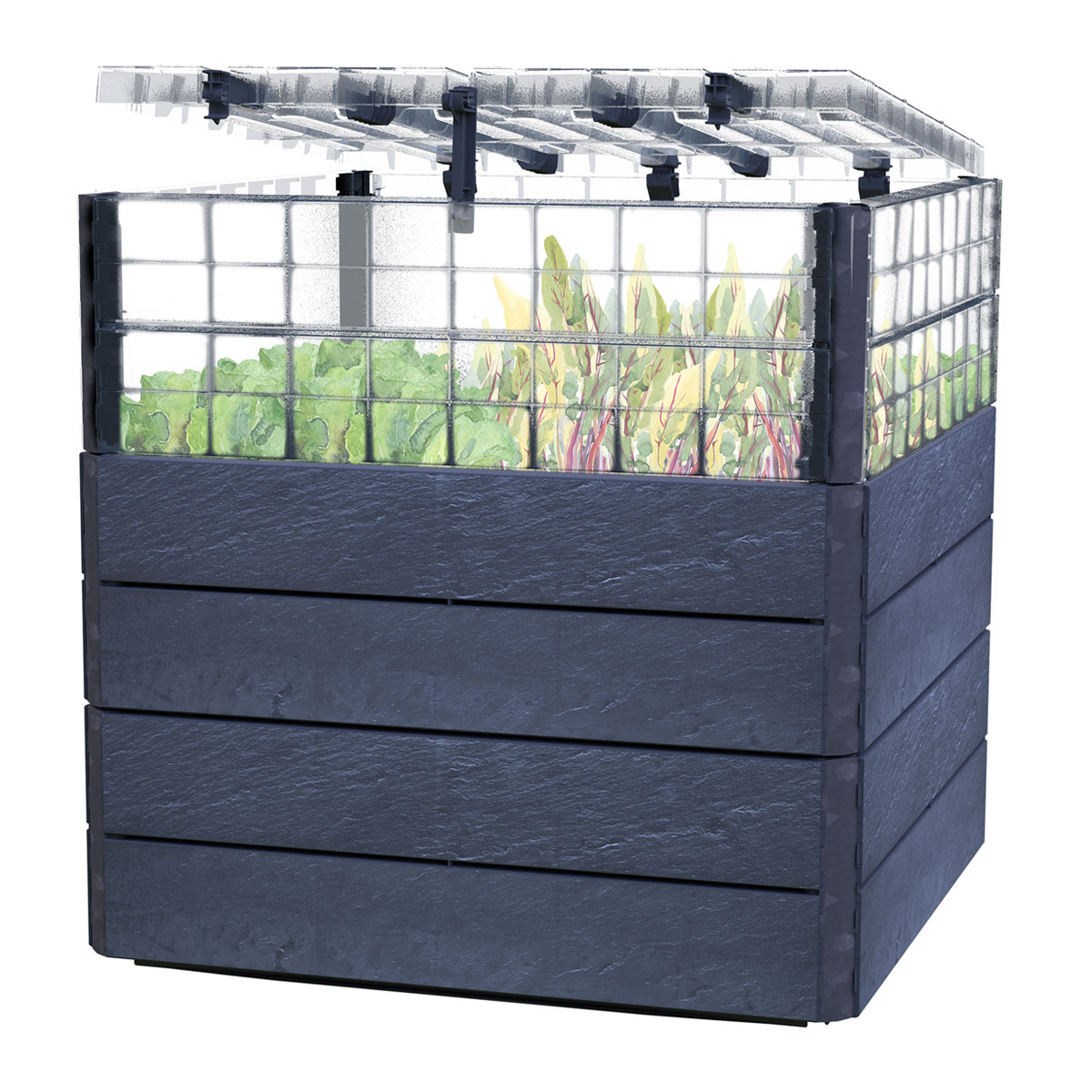 Garantia  Hochbeet Ergo Quadro TurboPlus L 80 Stone, inkl. FLORA Wassersparsystem