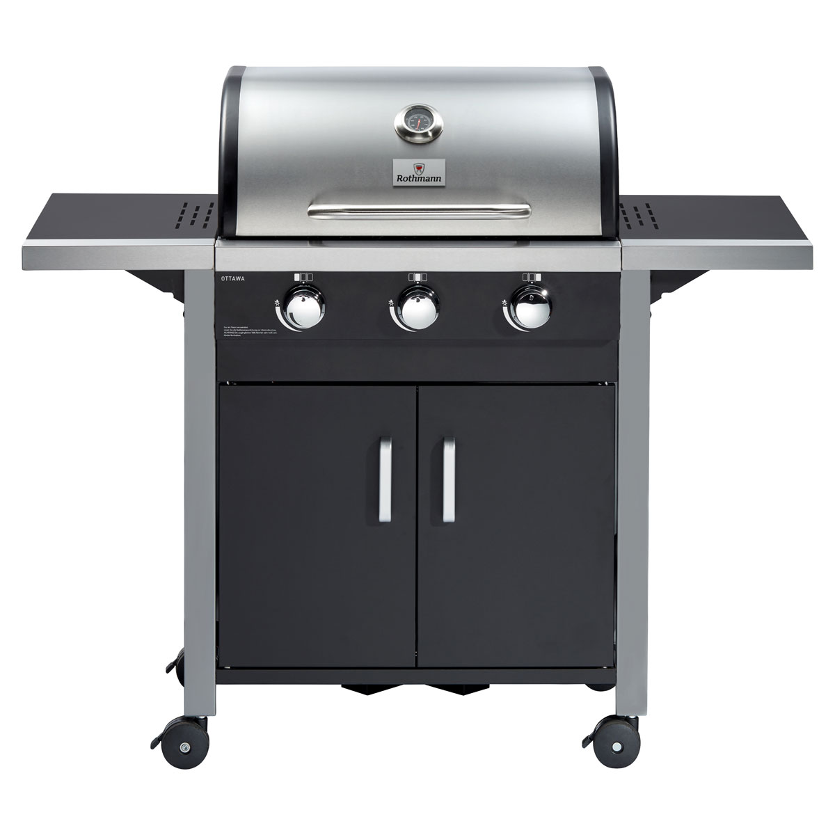 Rothmann Gasgrillwagen Ottawa 3 Brenner je 3,2 kW gusseisernes Grillrost Bild 1
