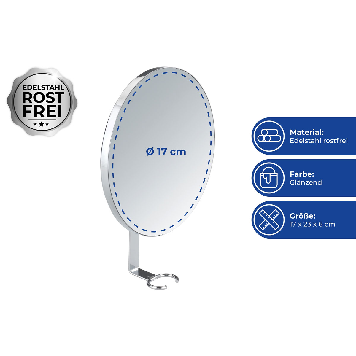 Wenko  Turbo-Loc Antibeschlagspiegel Edelstahl Befestigen ohne bohren Bild 4