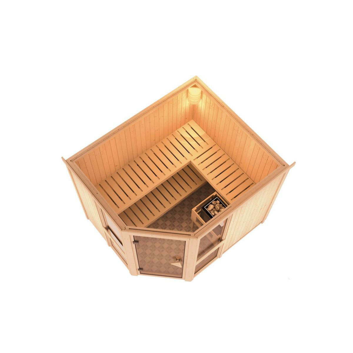 Karibu Amelia 3 Eckeinstieg 9 kW Ofen externe Strg modern ohne Kranz Bild 4