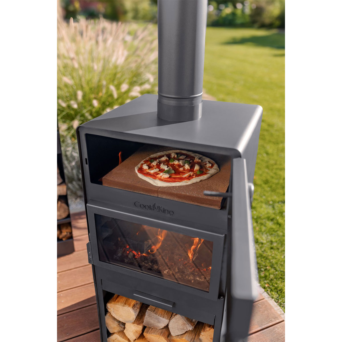 CookKing Terrassenofen Vento Plus inkl. Pizzaofen 50x50x150cm Schwarz Bild 5