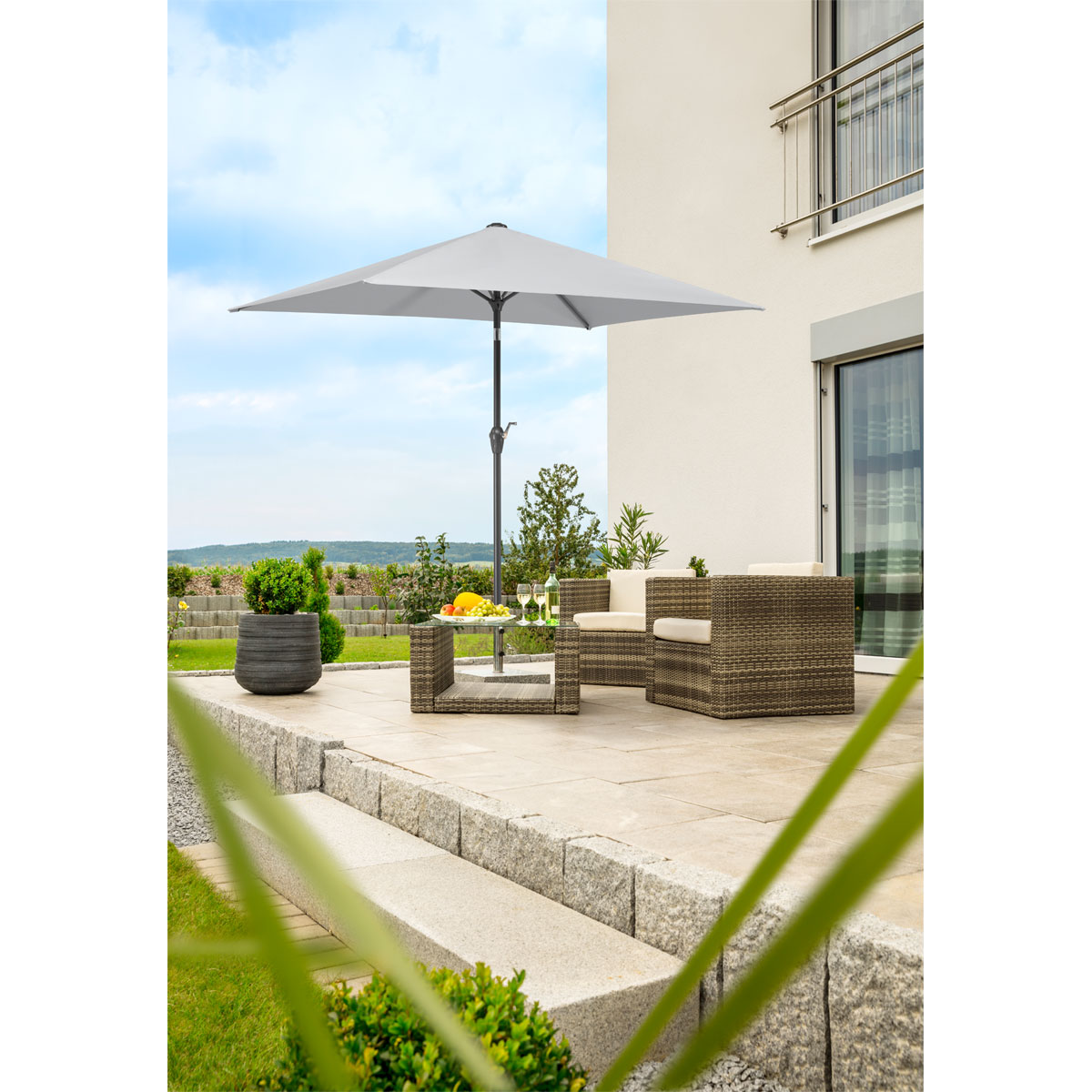 Schneider Schirme Sonnneschirm Bilbao 210 x 130 cm silbergrau Bild 4