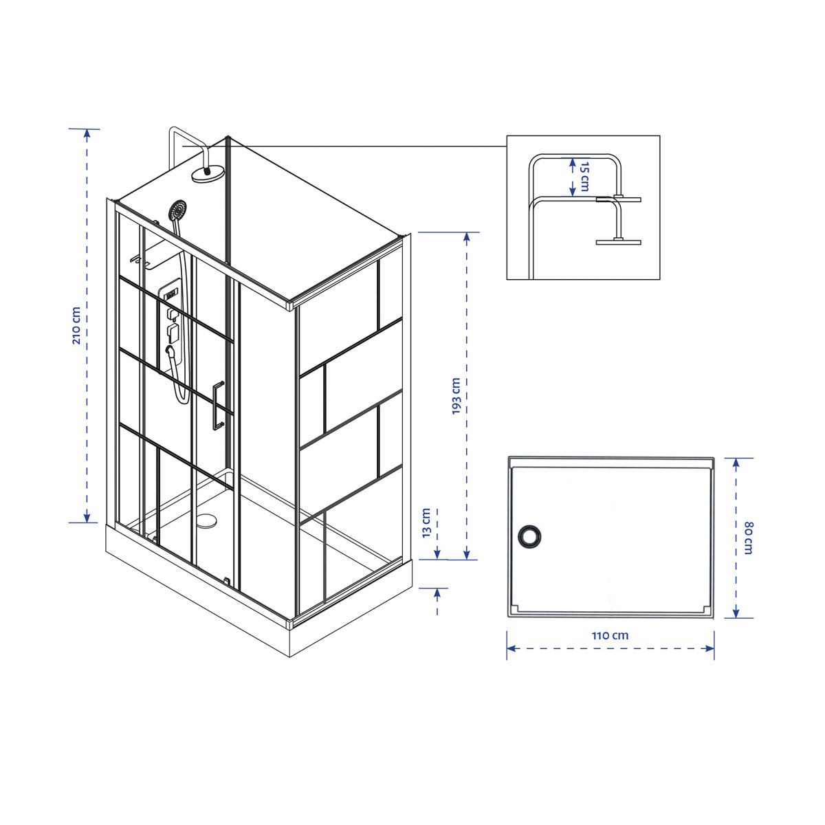 Aurlane Designdusche Graphix 110 x 80 223 cm Bild 3