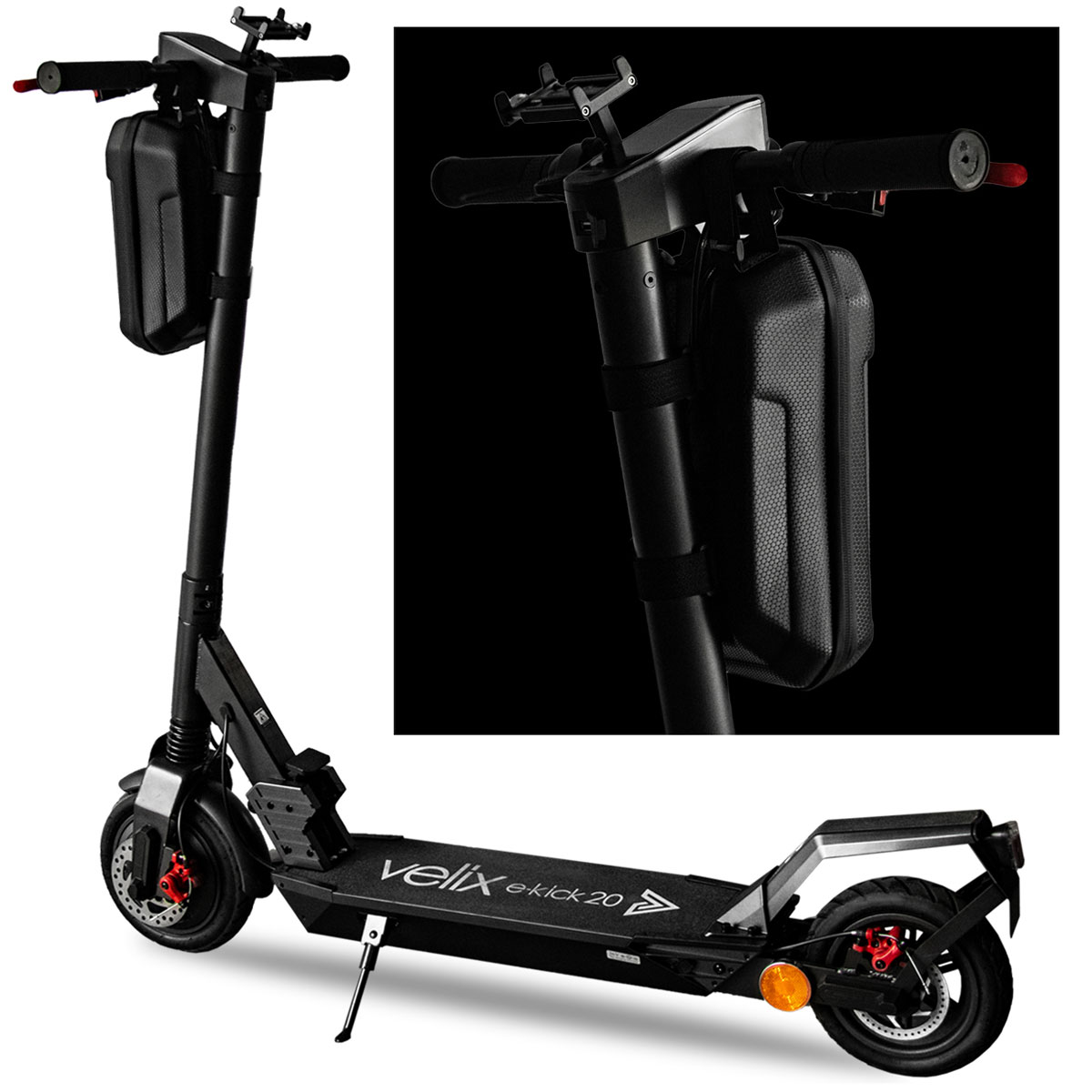 Velix Lenkertasche Zubehör Tasche für Lenker L30 cm mit Haltebändern Schwarz Bild 5