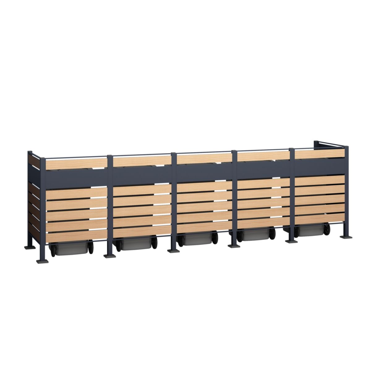 Westmann Mülltonnenverkleidung Planum 5x 240 L 1er Box 90x410x120 cm