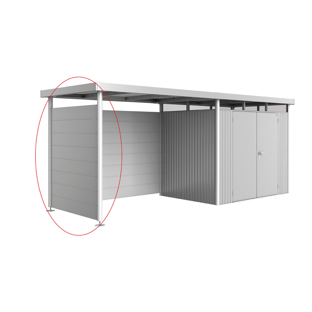 Biohort Seitenwand für Seitendach zu Gerätehaus HighLine H2 silber-metallic