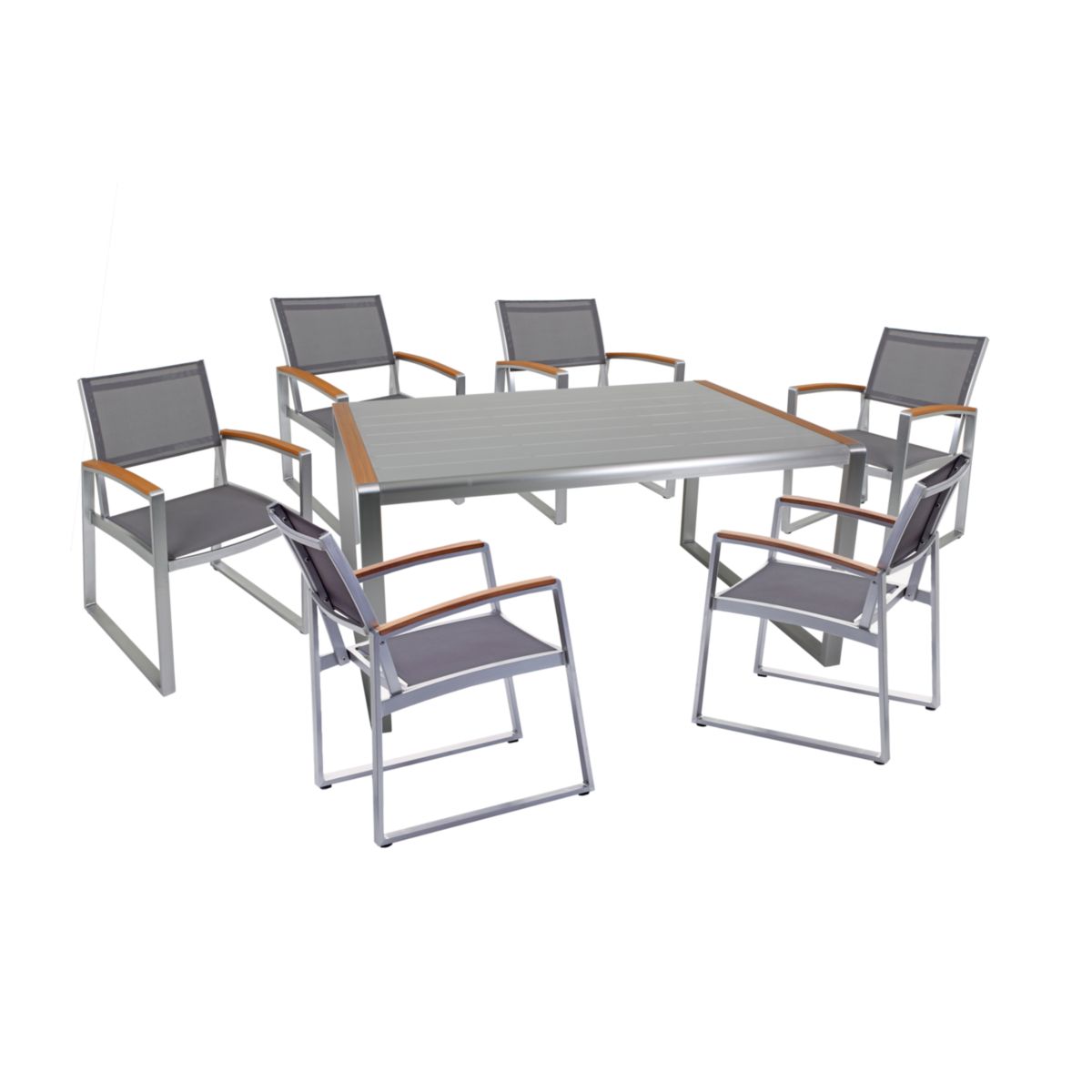 Garden Pleasure Tischgruppe AVA 7-tlg. Aluminium, Nonwood, Kunststoffgewebe