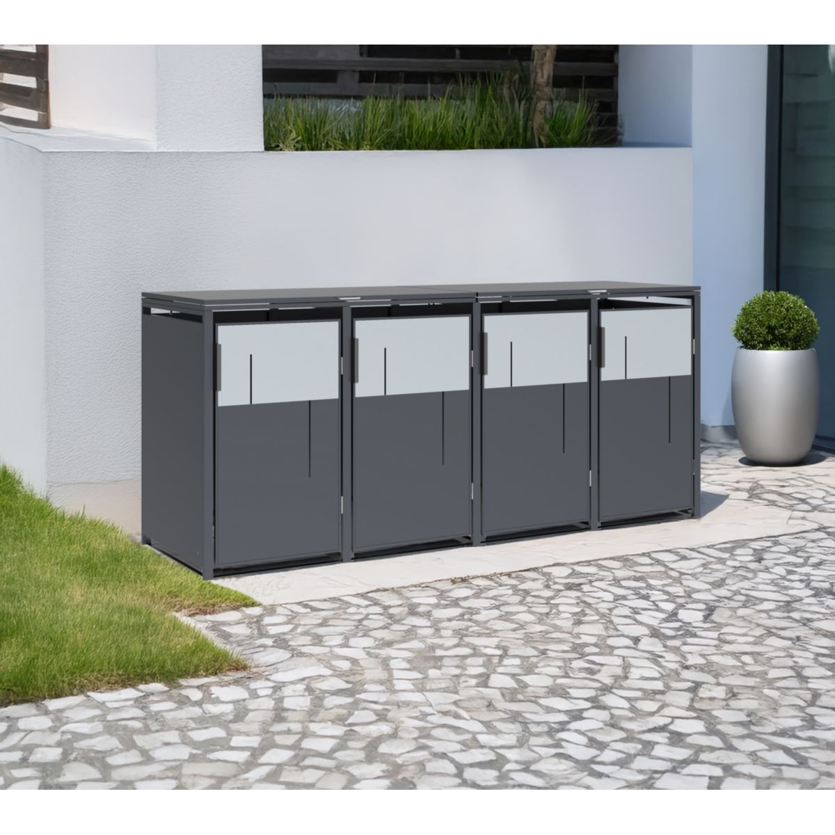 Westmann Mülltonnenbox Tonus 4 4 x 240L Anthrazit|80x265x116 cm Bild 2