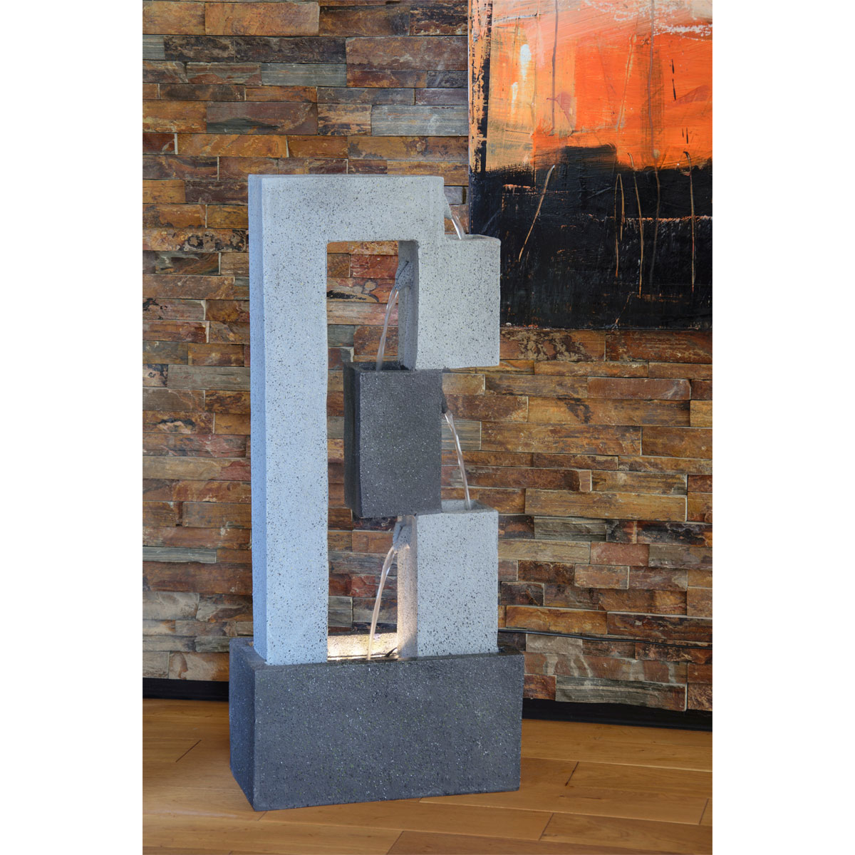 dobar XL Design-Gartenbrunnen mit LEDs 21,5 x 90,5 x 40,5 cm grau Bild 10