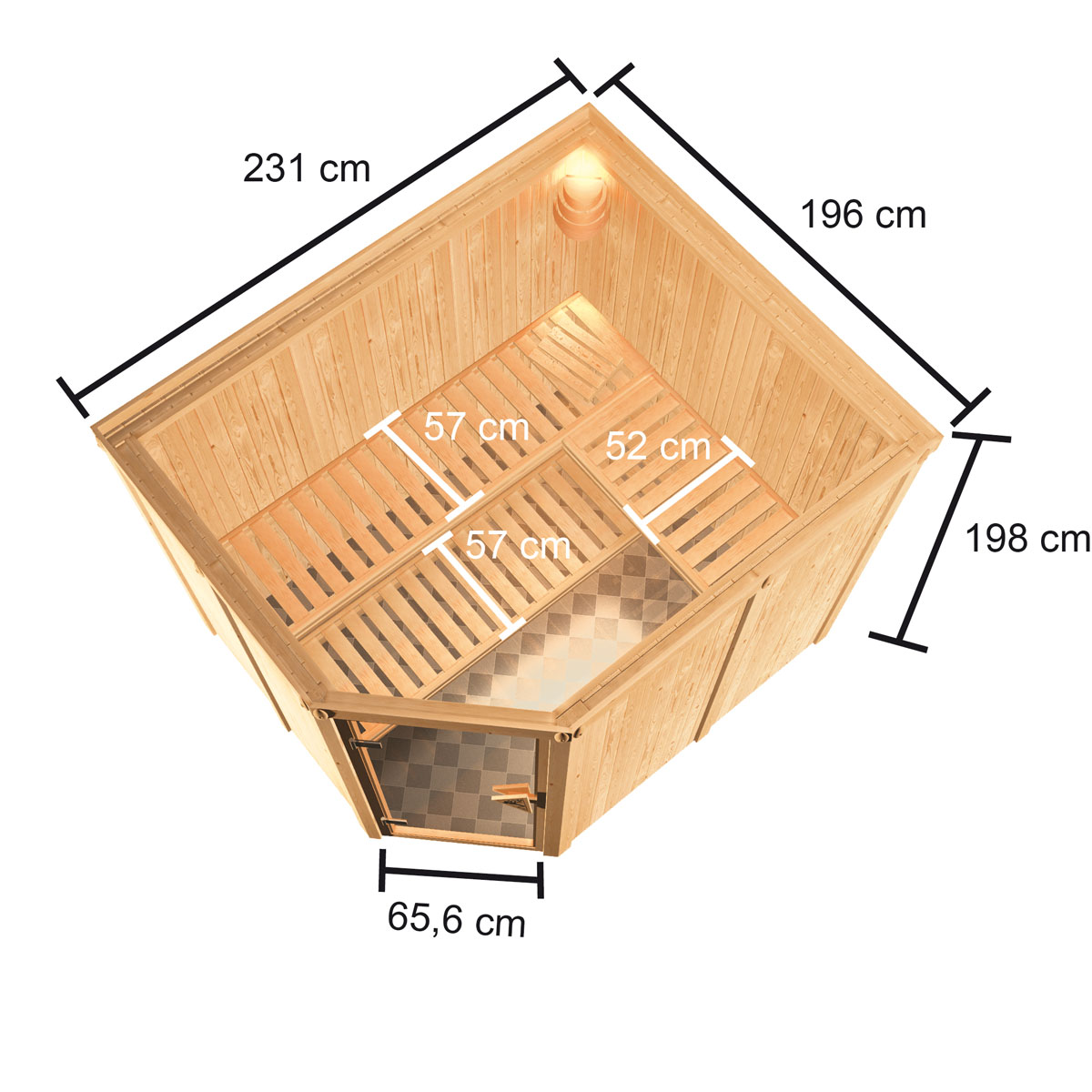 Karibu Sauna Horna naturbelassen integrierte Steuerung Bild 2