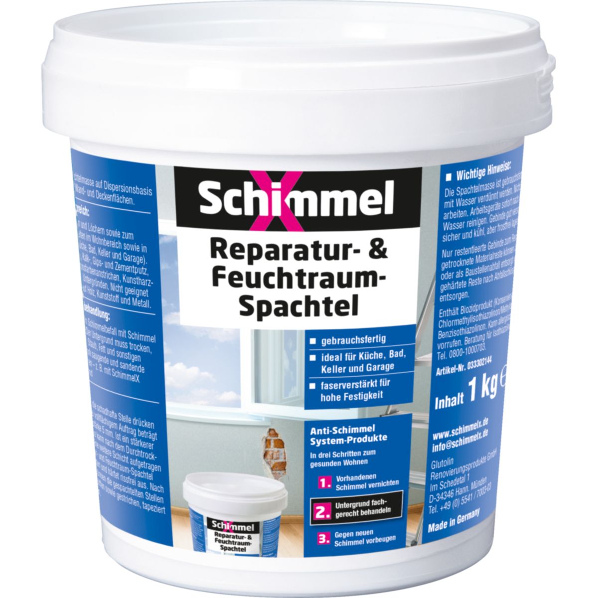 SchimmelX Reparaturspachtel Feuchtraum-Spachtel 1 Kg