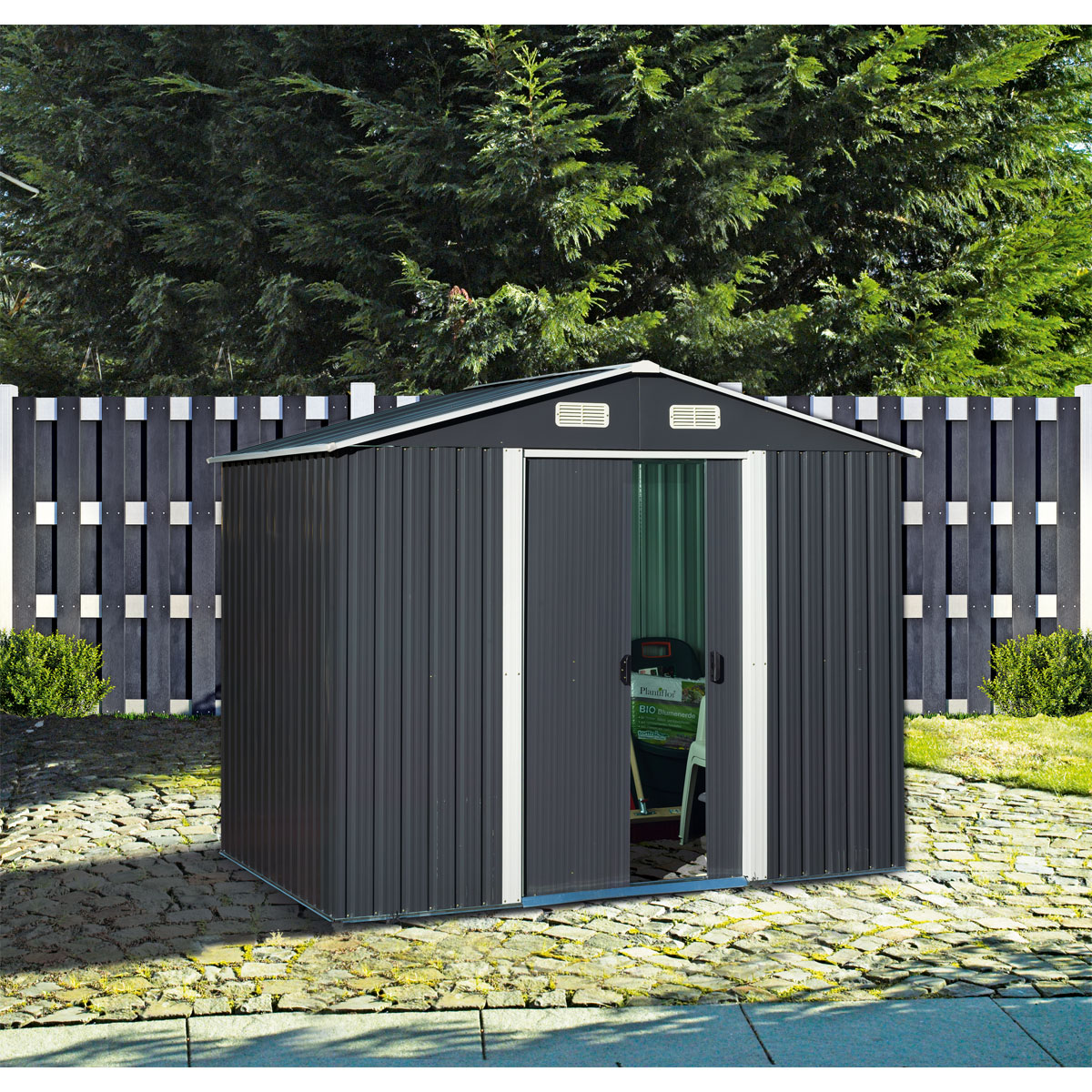 Hartmann Zaun-Grundelement WPC/Alu 180 x 180 cm anthrazit/silber Bild 3