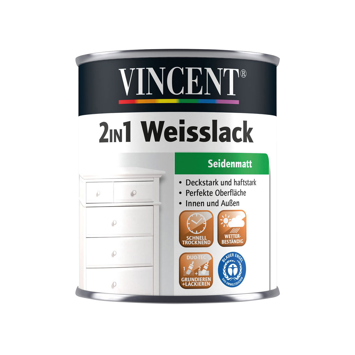 Vincent 2in1 Weißlack seidenmatt 750 ml