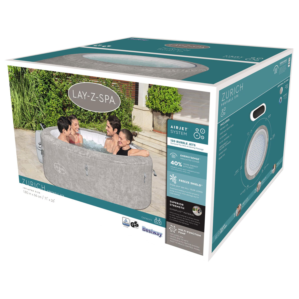 Bestway LAY-Z-SPA ECO-Whirlpool Zurich AirJet Durchmesser 180 x 66 cm Bild 15