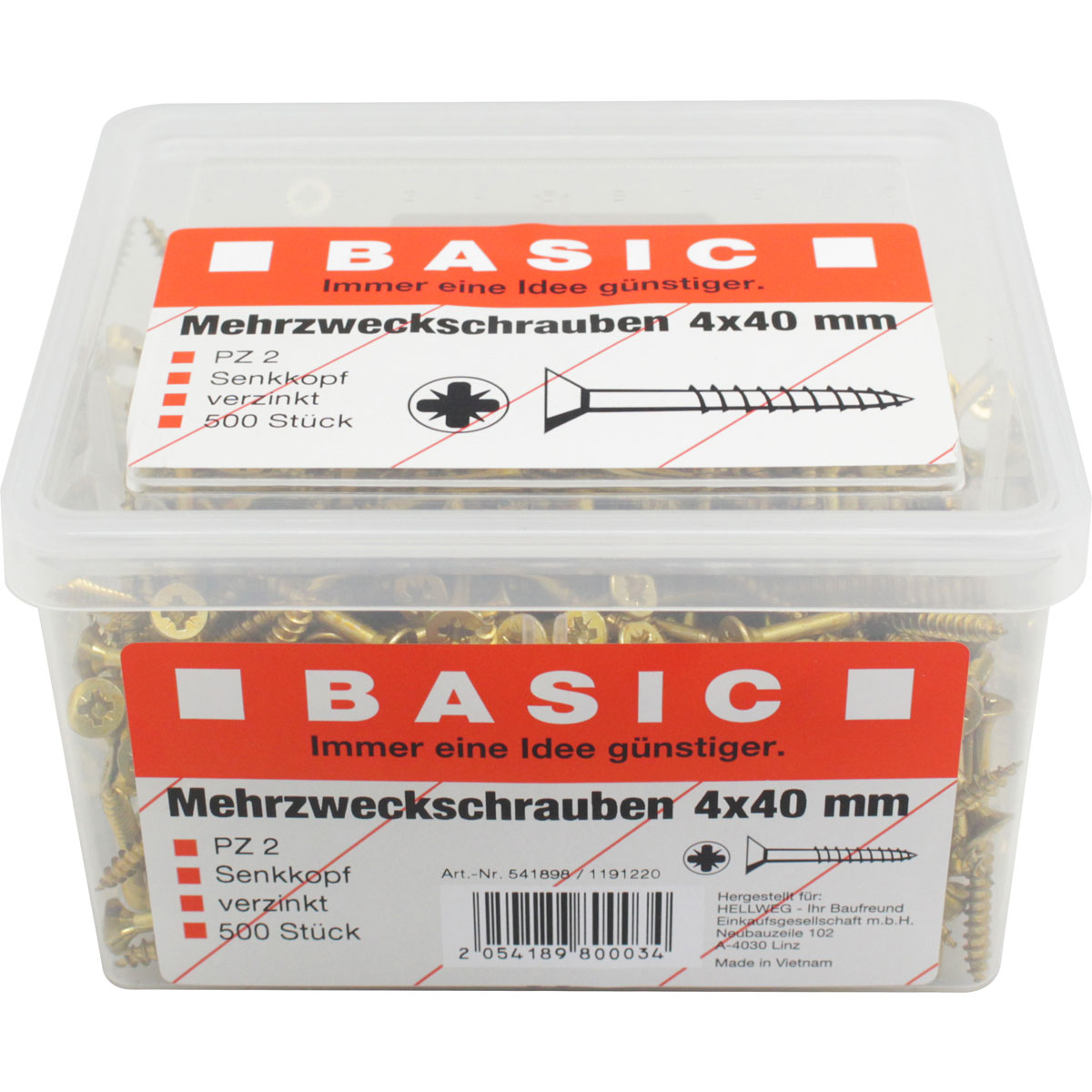 Basic Mehrzweckschrauben 3,5 x 30 mm 700 Stück im Eimer