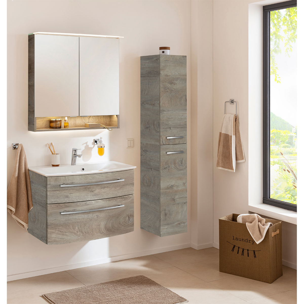 Fackelmann  Spiegelschrank B.Style 800 x 812 x 153 mm Nature Oak LED Bild 6