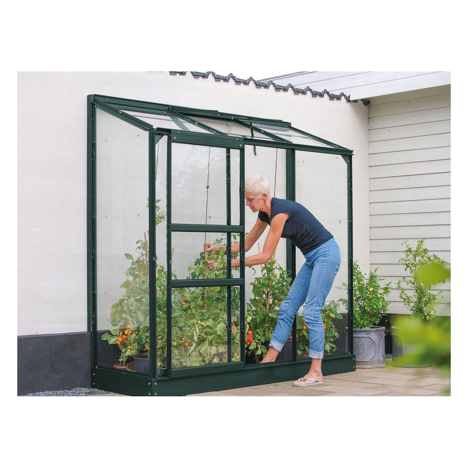 Vitavia Gewächshaus Styx 1300 1,3m² 3 mm Einscheibensicherheitsglas grün Bild 2