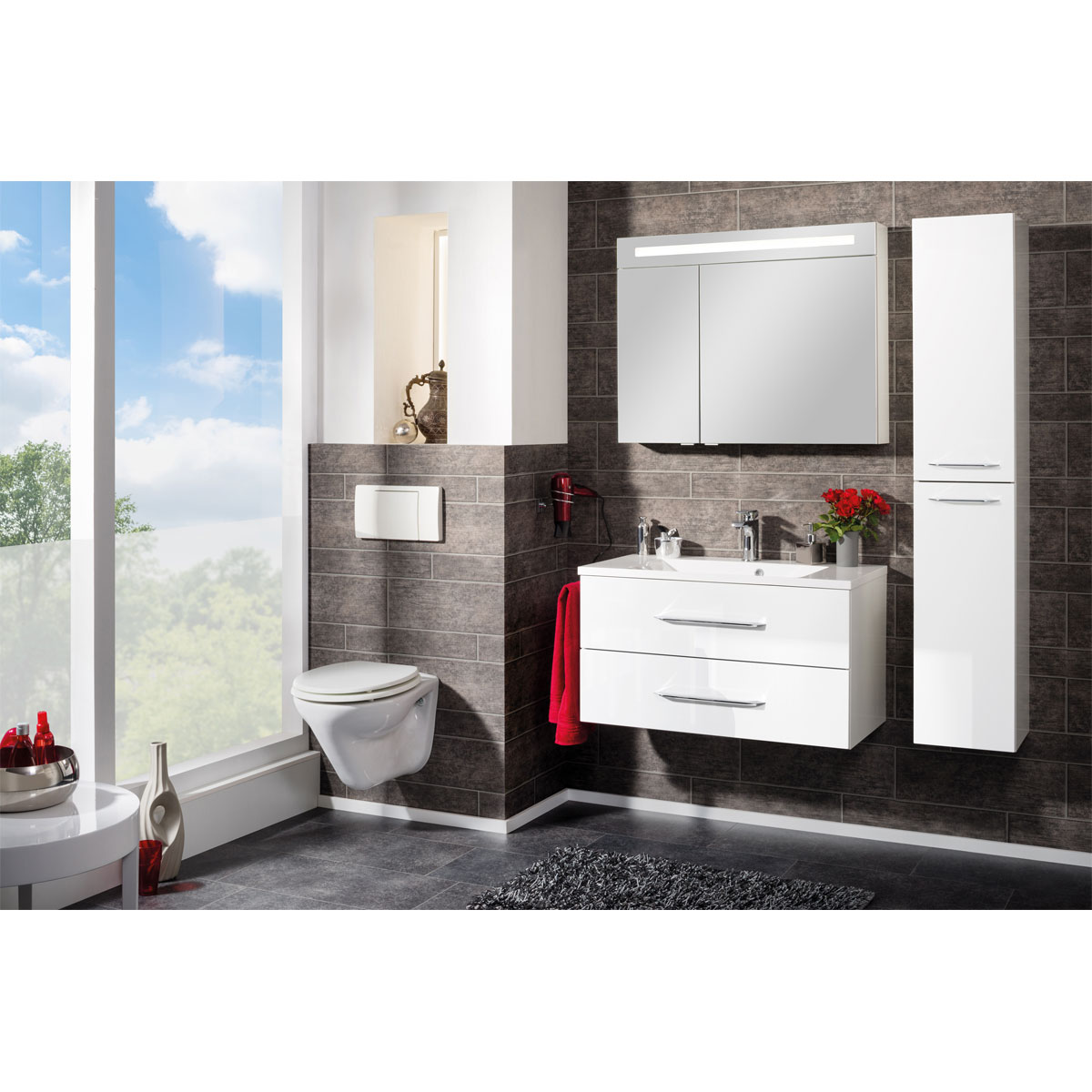 Fackelmann LED-Spiegelschrank B.clever 90 x 71 x 16 cm weiß Bild 2